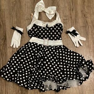 Weissman Black and White Polka Dot jazz musical theatre costume Medium child